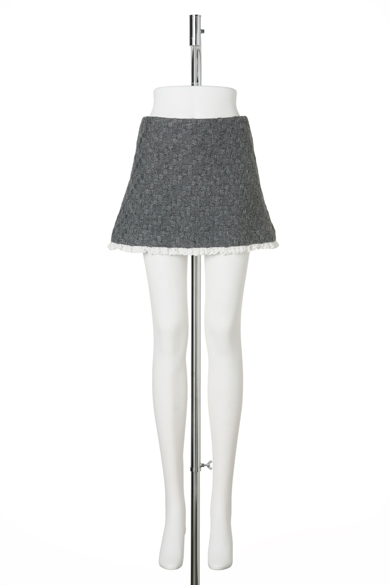 LACE-TRIM MINI SKIRT / GREY