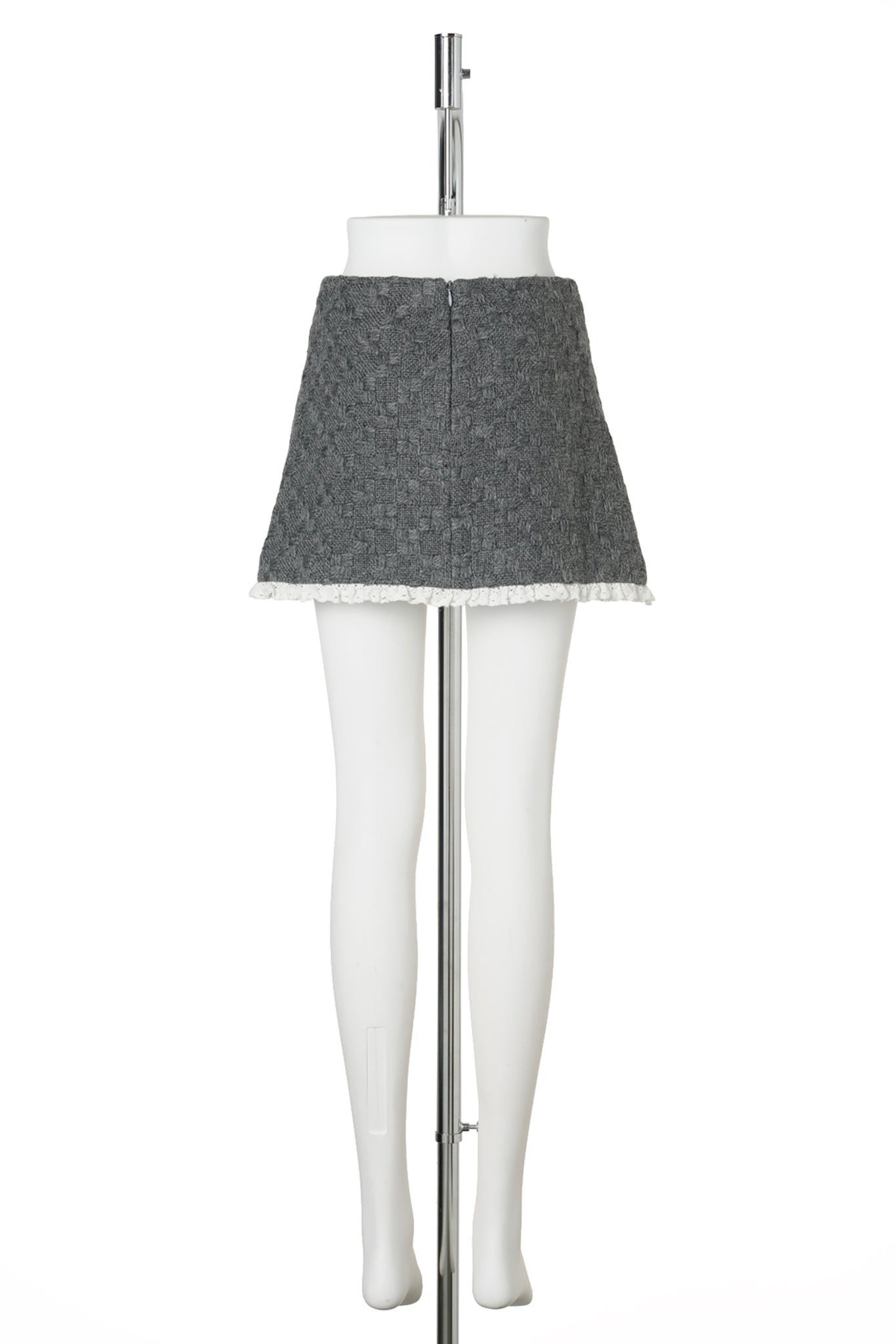 LACE-TRIM MINI SKIRT / GREY