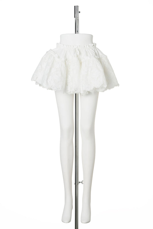 LACE LAYERED TUTU SKIRT / WHITE