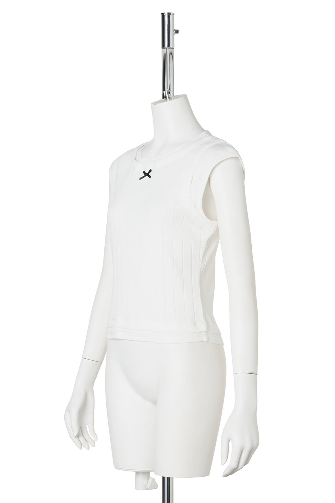 LAYERED RIBBED VEST WITH BOW / WHITE