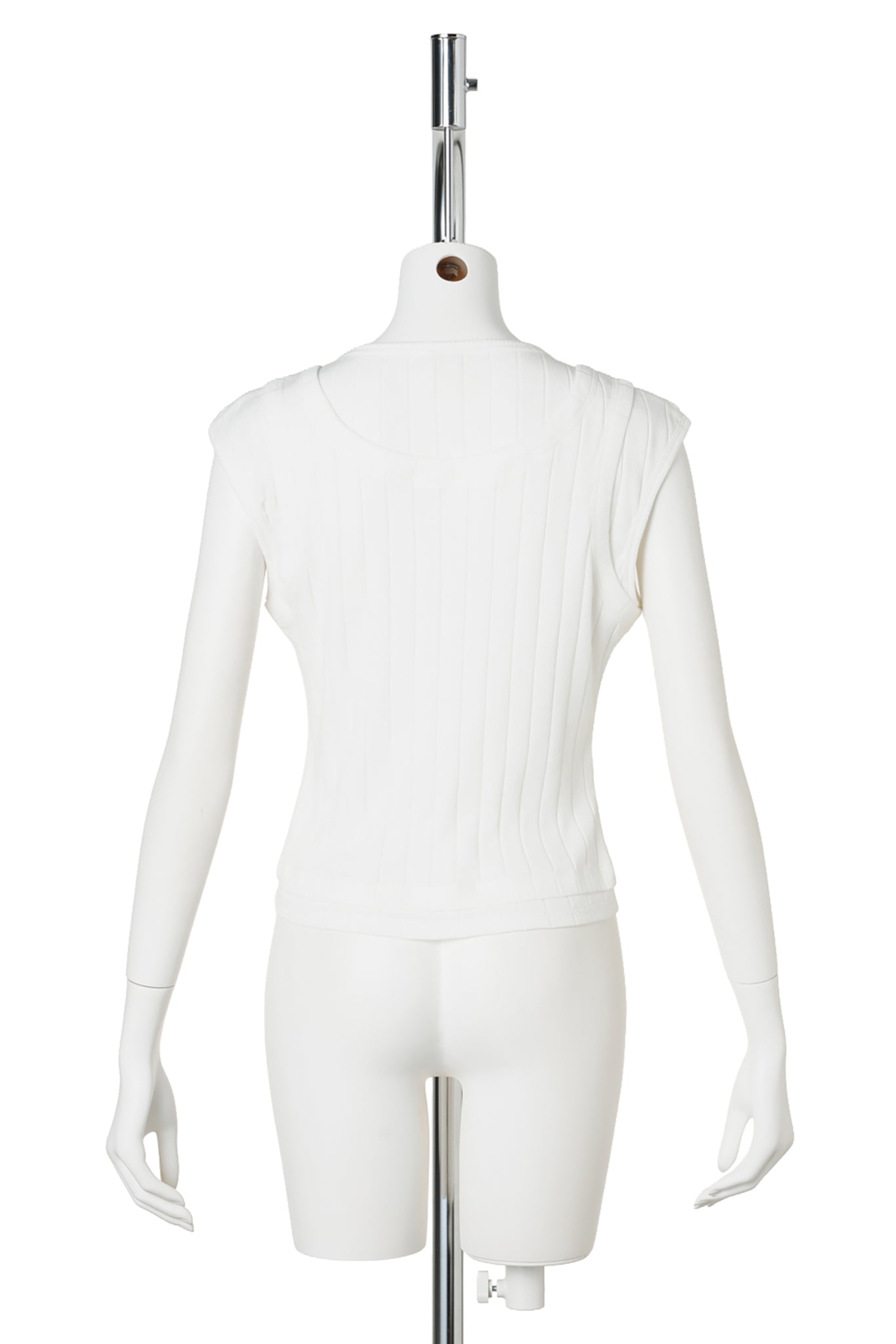 LAYERED RIBBED VEST WITH BOW / WHITE