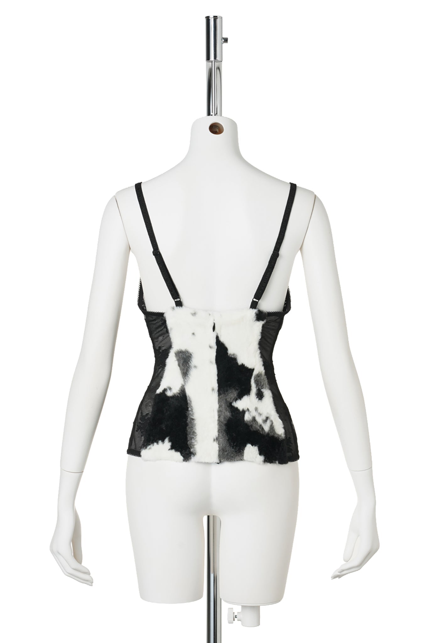 FAUX FUR LACE CORSET / BLACK/WHITE