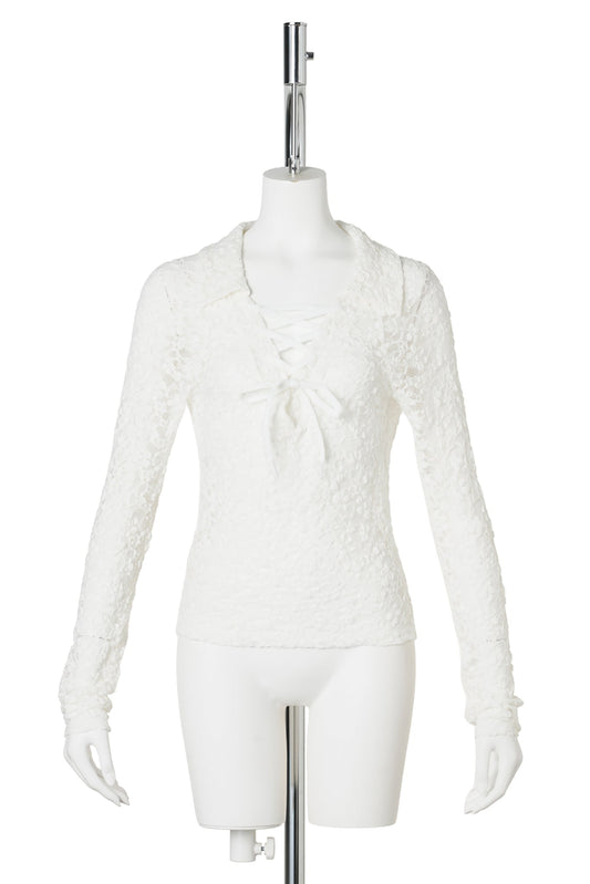 LACED UP BODICE TOP / WHITE