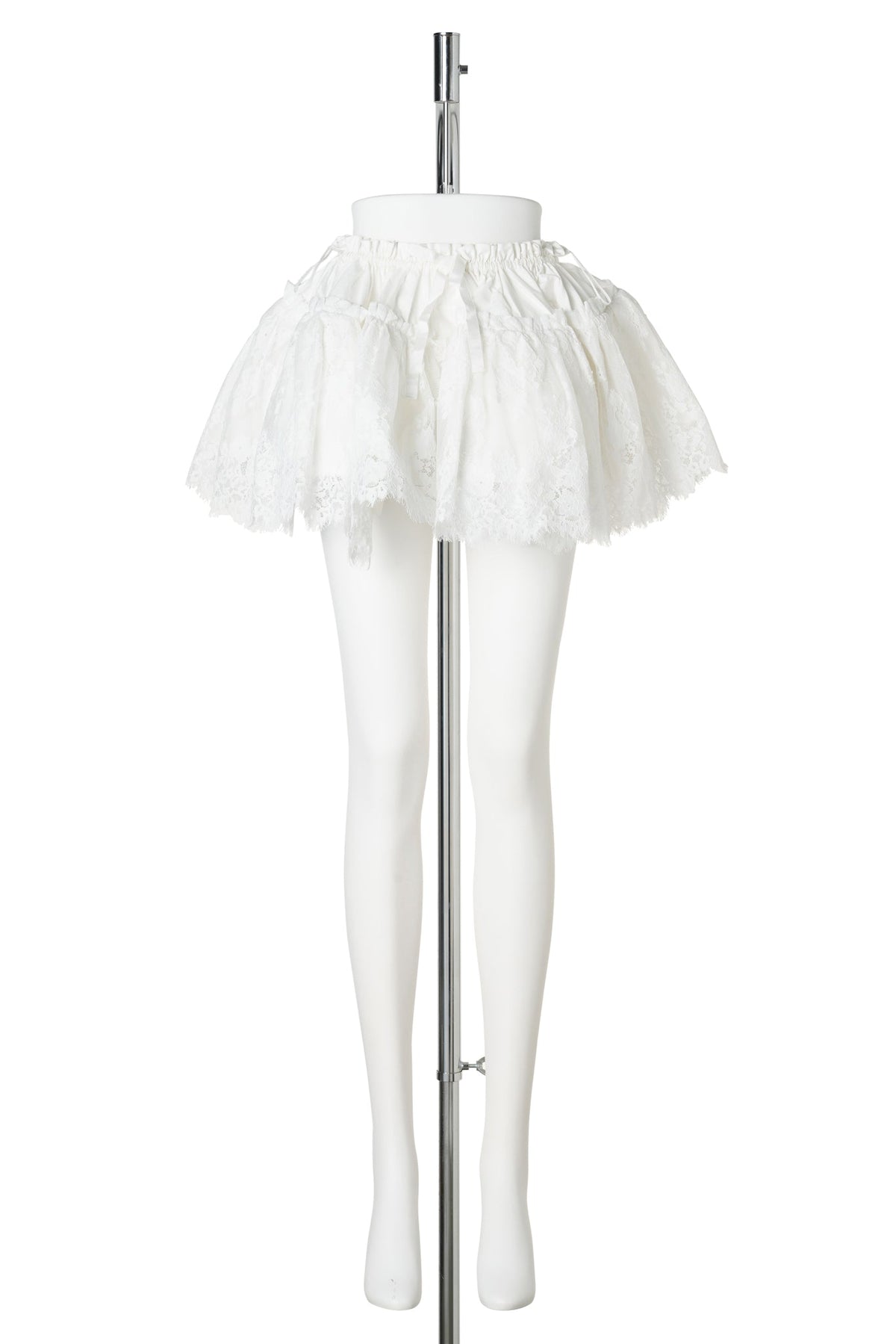 LACE RUCHED MINI TUTU SKIRT / WHITE