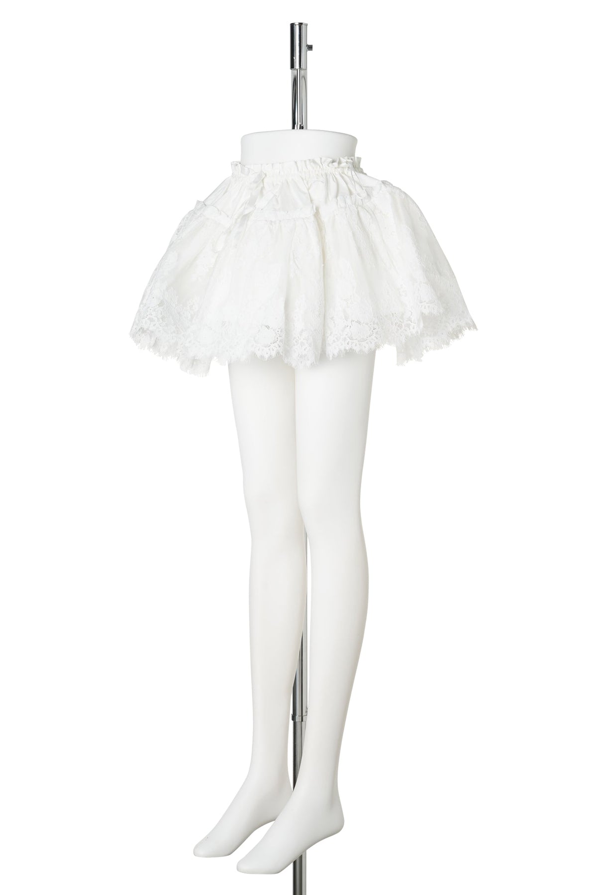 LACE RUCHED MINI TUTU SKIRT / WHITE