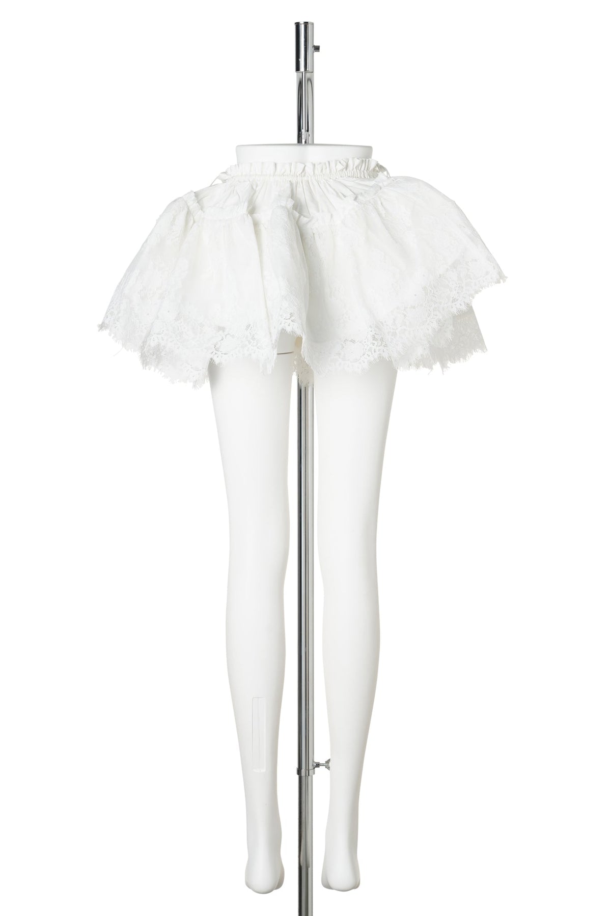 LACE RUCHED MINI TUTU SKIRT / WHITE