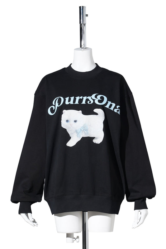 PURRSONA KITTY PRINT JUMPER / BLACK