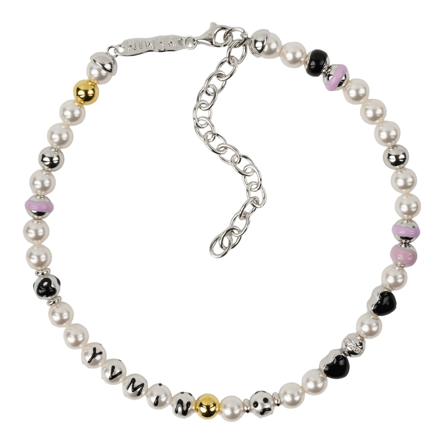 YVMIN LOGO MULTI COLORED PEARL NECKLACE / MULTI