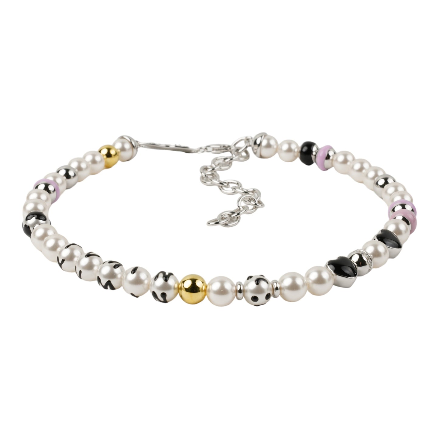 YVMIN LOGO MULTI COLORED PEARL NECKLACE / MULTI