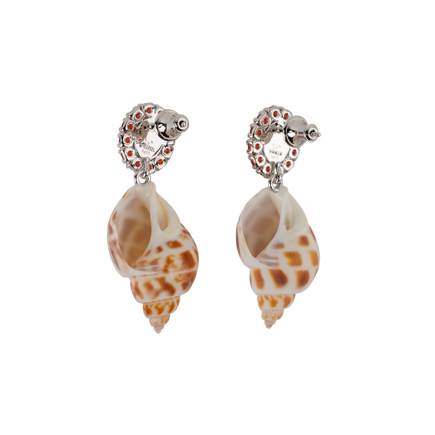 BROWN CONCH GEMSTONE EARRINGS / ORANGE