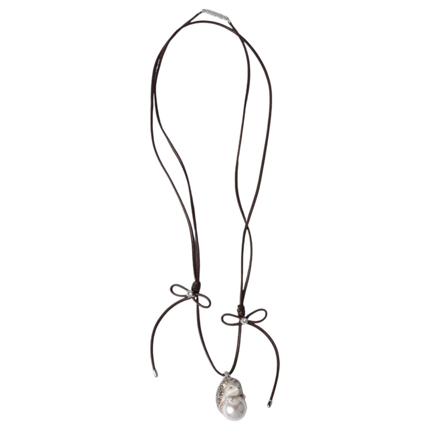 CERAMIC HEDGEHOG PEARL PENDANT / BROWN