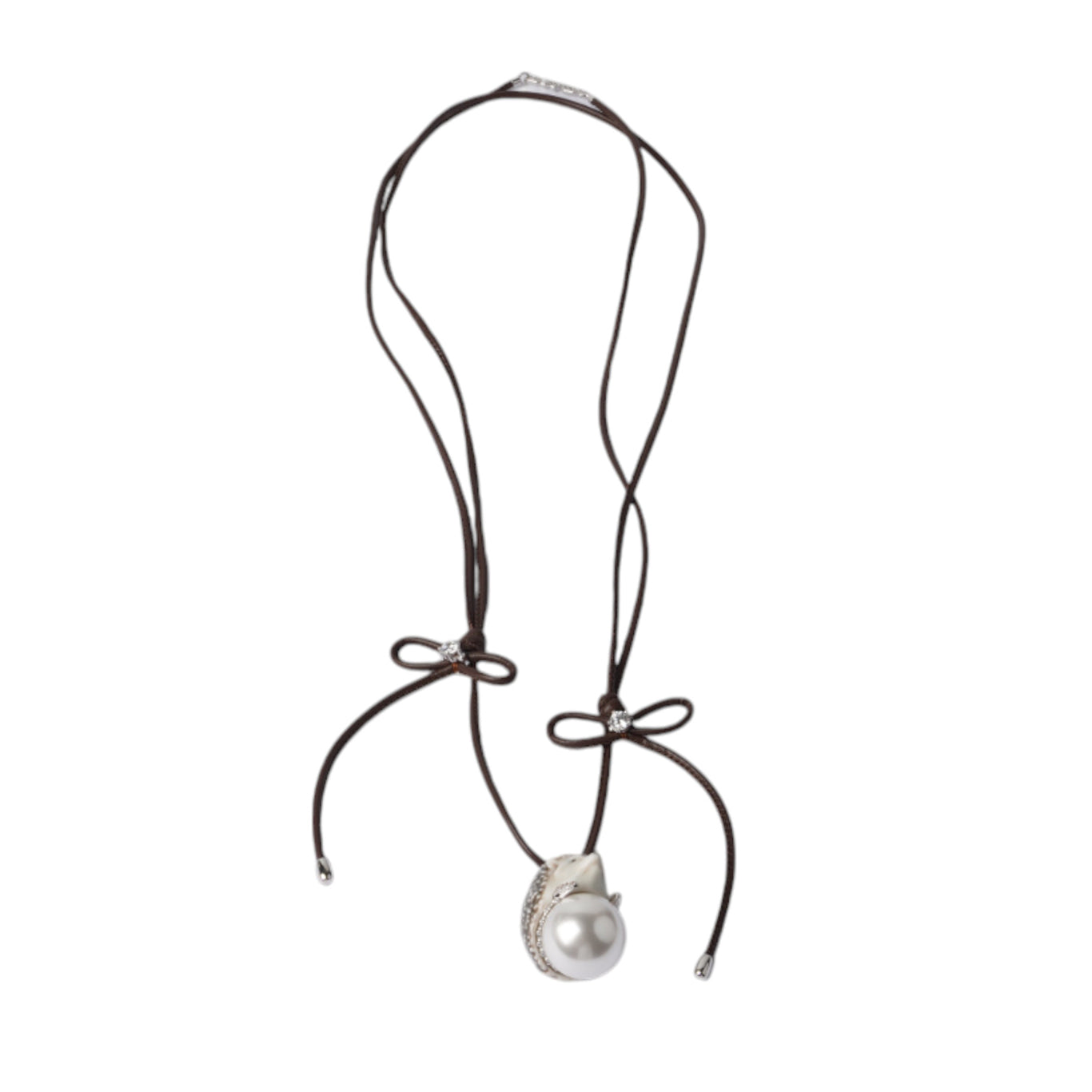 CERAMIC HEDGEHOG PEARL PENDANT / BROWN