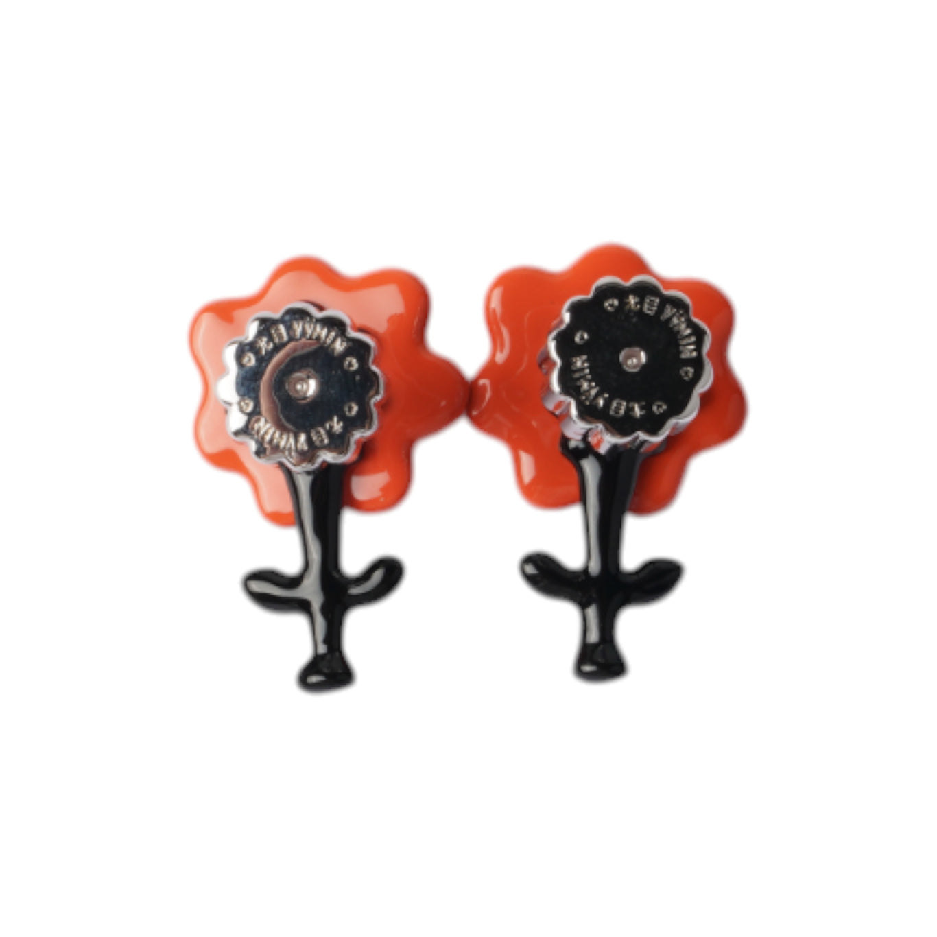 IRREGULAR RESIN COATING FLOWER STUD EARRINGS / ORANGE