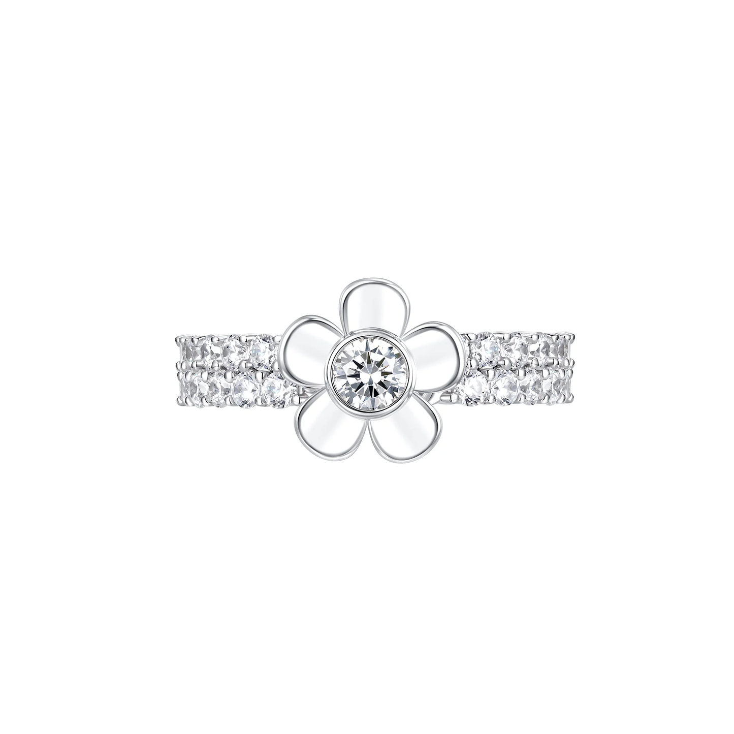 SPIN FLOWER GEMSTONE RING / SILVER