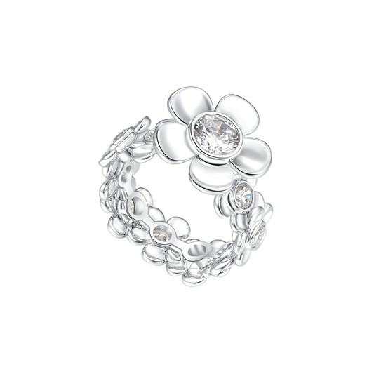 SPIN FLOWER GARDEN RING / SILVER