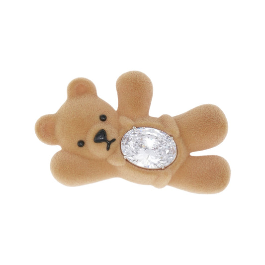 GREETING FLOCKED BEAR HAIR CLIP / BROWN