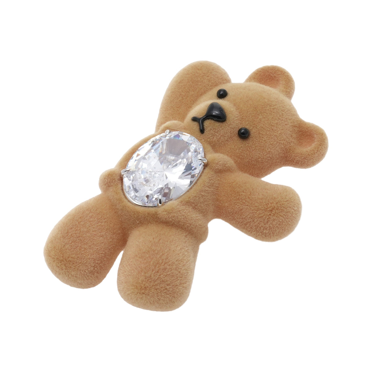 GREETING FLOCKED BEAR HAIR CLIP / BROWN