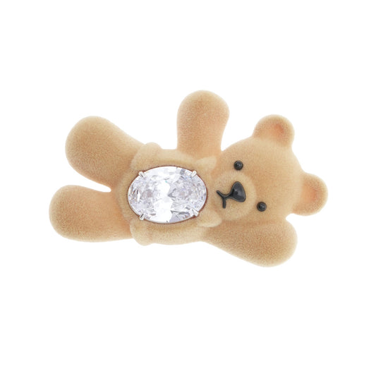 GREETING FLOCKED BEAR HAIR CLIP / BROWN