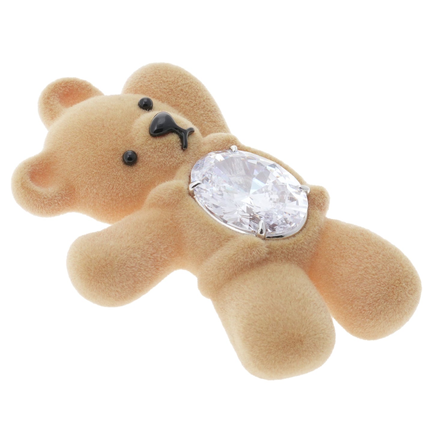 GREETING FLOCKED BEAR HAIR CLIP / BROWN