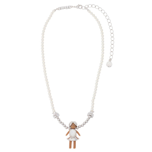 MIDDLE GIRL BEADED BRAID NECKLACE / WHITE