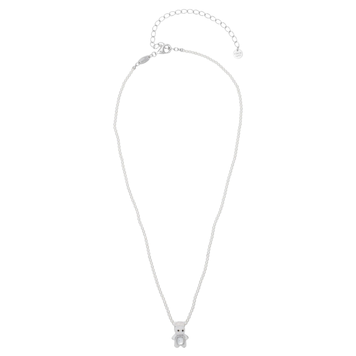 WOVEN MINI RABBIT MOTHER OF PEARL NECKLACE / SILVER