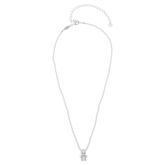 WOVEN MINI RABBIT MOTHER OF PEARL NECKLACE / SILVER