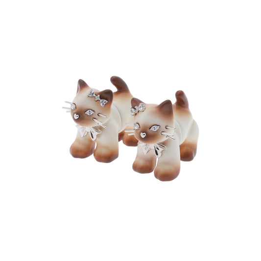 SPLIT KITTEN EARRING / BROWN