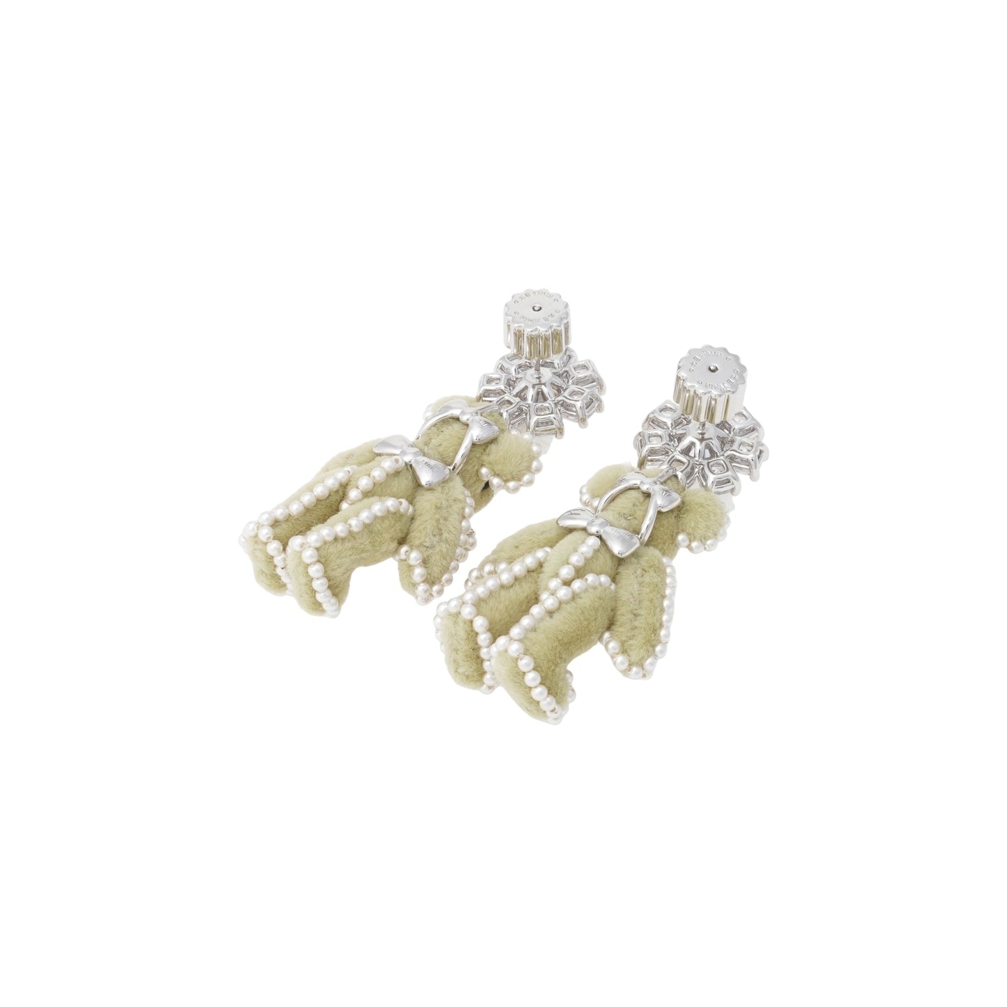 BOWKNOT PEARL BEAR EARRING / WHITE