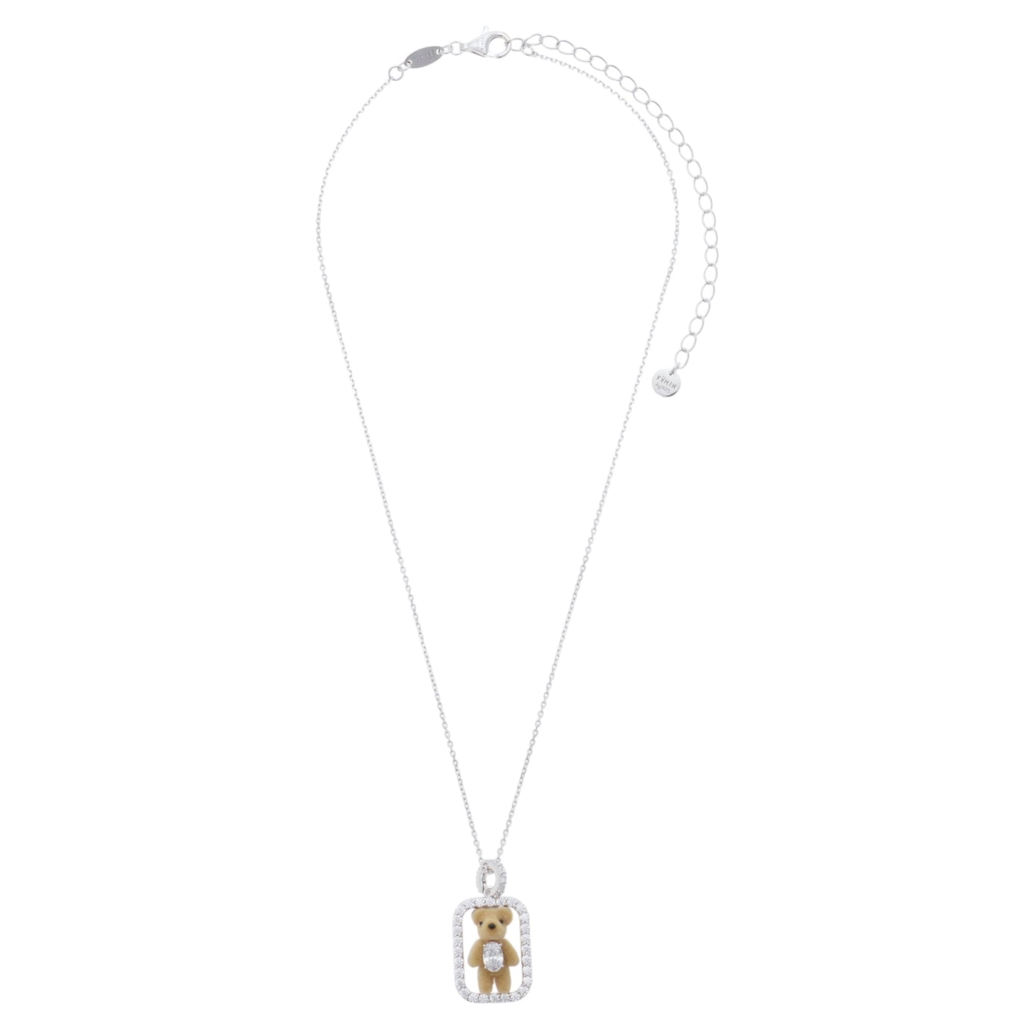 INLAID MINI BEAR NECKLACE / SILVER