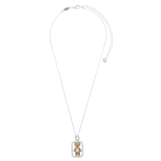 INLAID MINI BEAR NECKLACE / SILVER