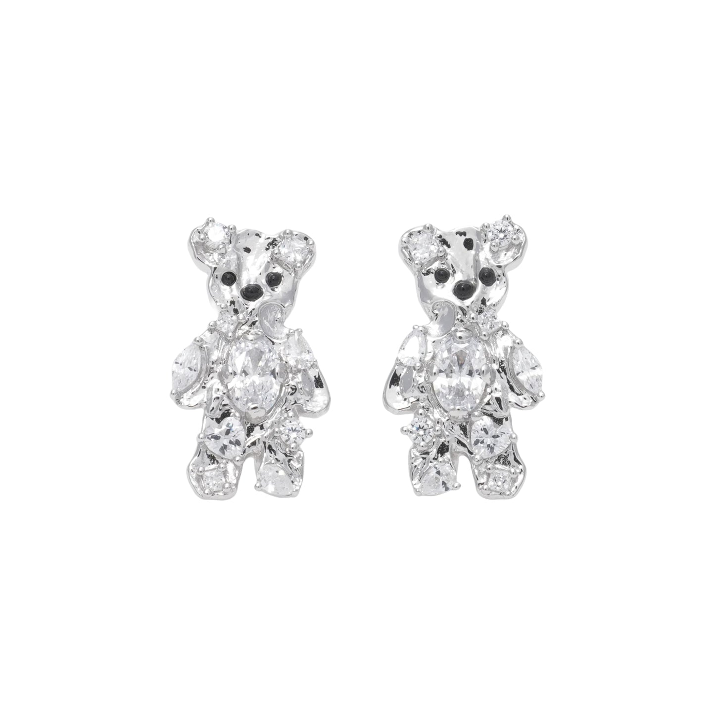 COIN GEMSTONE BEAR EARRING / SILVER