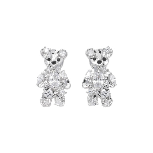COIN GEMSTONE BEAR EARRING / SILVER