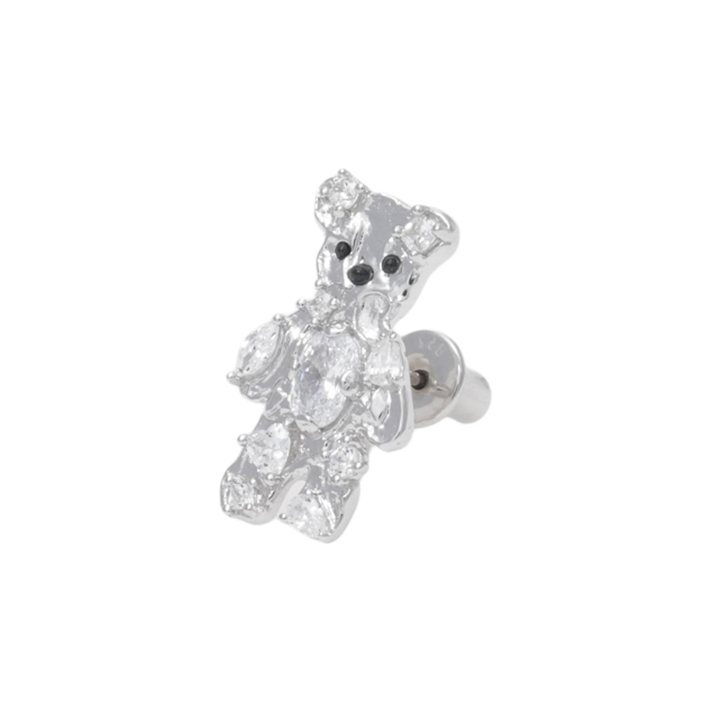 COIN GEMSTONE BEAR EARRING / SILVER