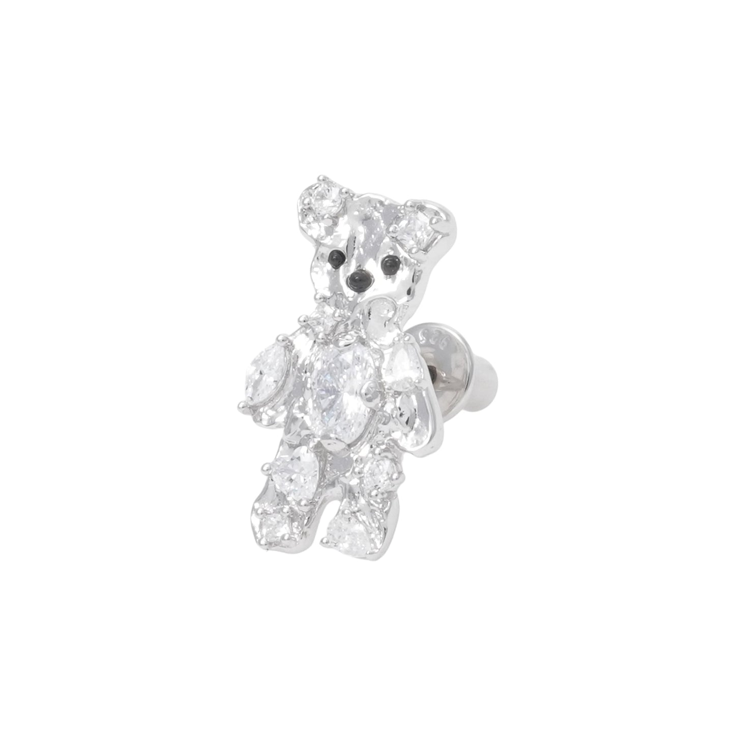 COIN GEMSTONE BEAR EARRING / SILVER