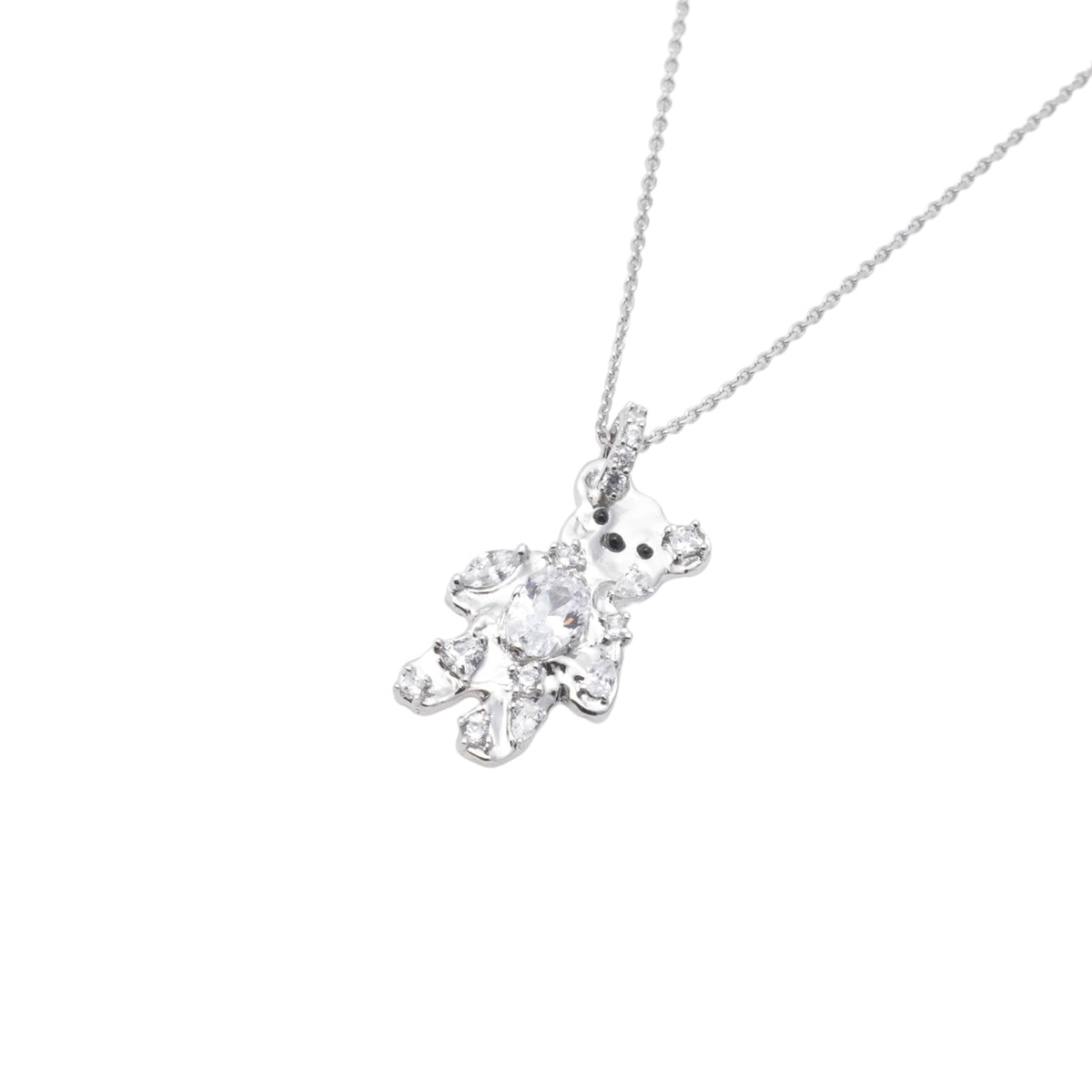 COIN GEMSTONE BEAR NECKLACE / SILVER