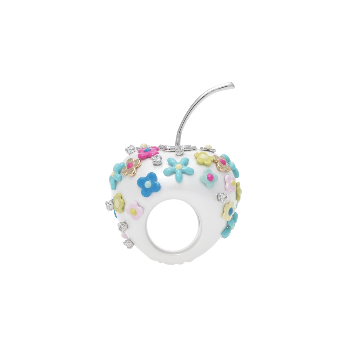 FLOWER GEMSTONE APPLE RING / PINK