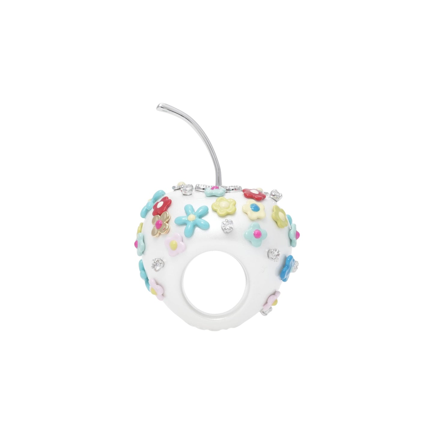FLOWER GEMSTONE APPLE RING / PINK