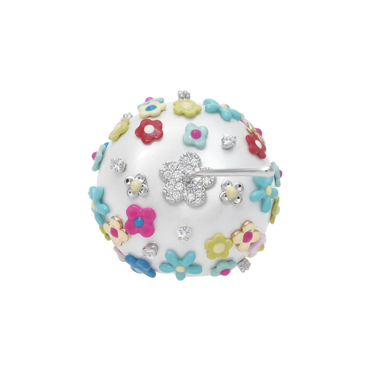 FLOWER GEMSTONE APPLE RING / PINK