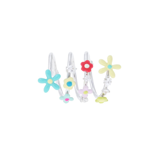 FLOWER GEMSTONE SPIRAL RING / MULTI COLOR