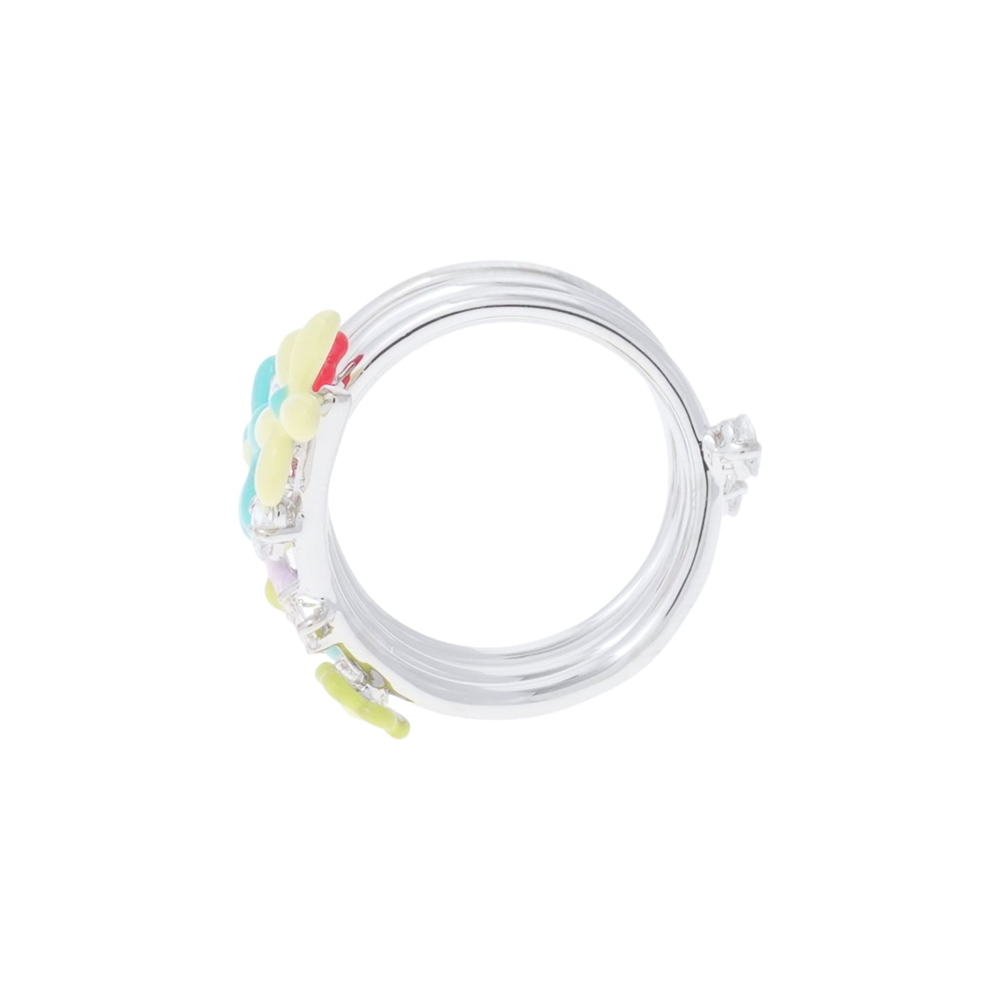 FLOWER GEMSTONE SPIRAL RING / MULTI COLOR