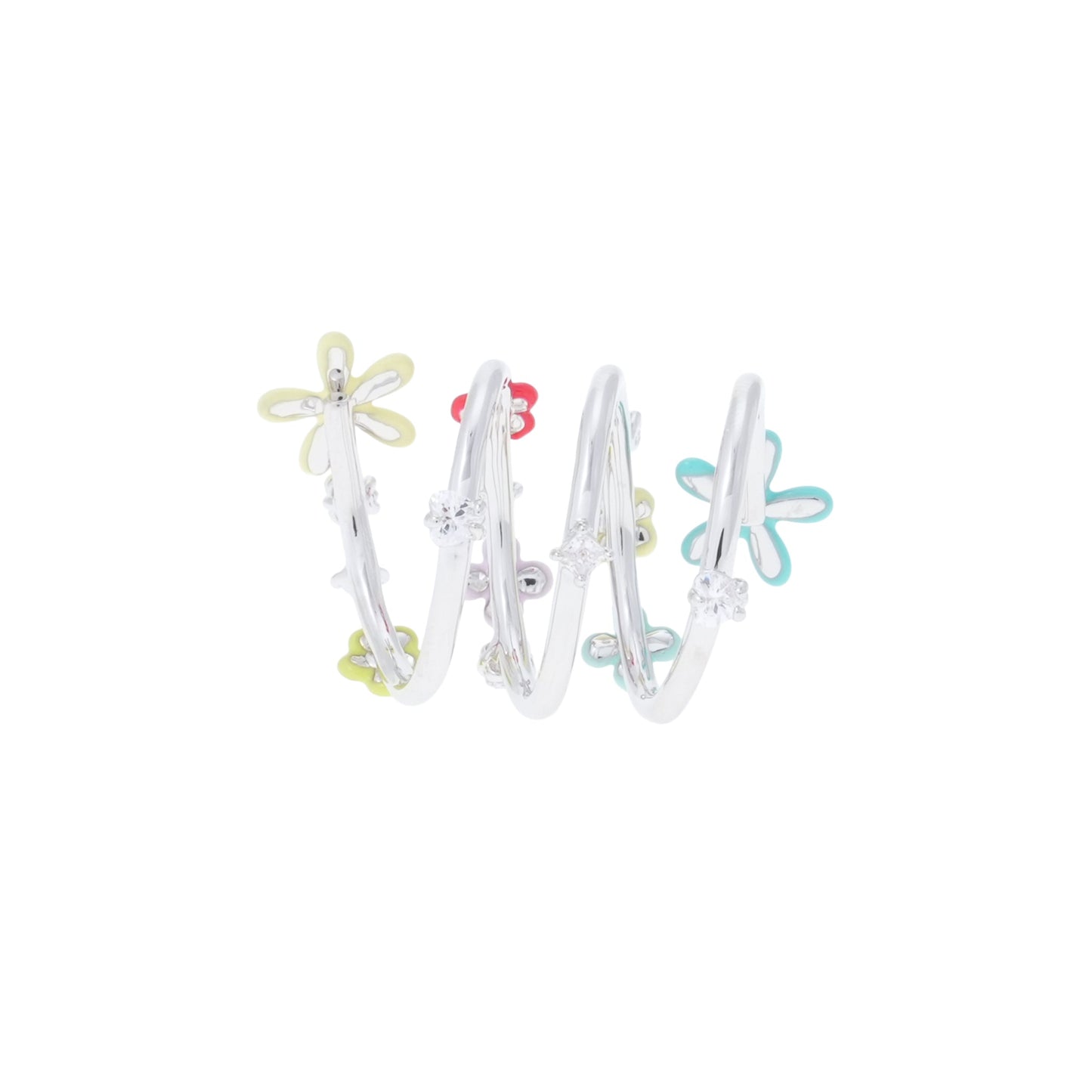 FLOWER GEMSTONE SPIRAL RING / MULTI COLOR