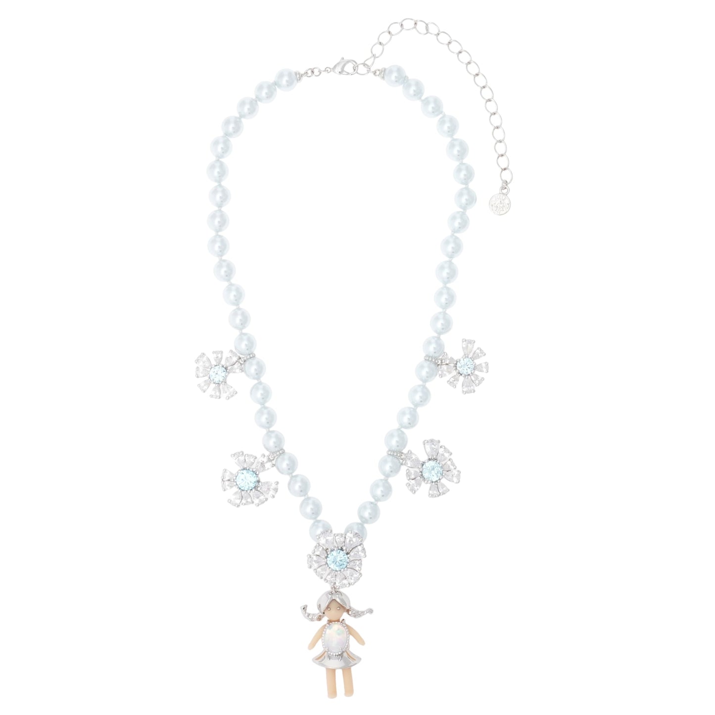 MIDDLE GIRL DAISY PEARL NECKLACE / BLUE