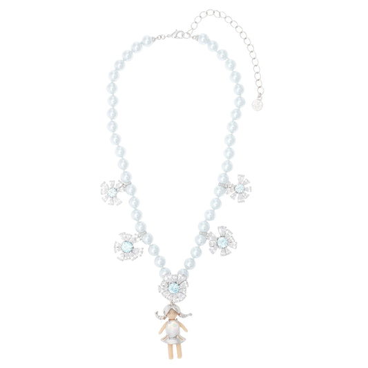 MIDDLE GIRL DAISY PEARL NECKLACE / BLUE