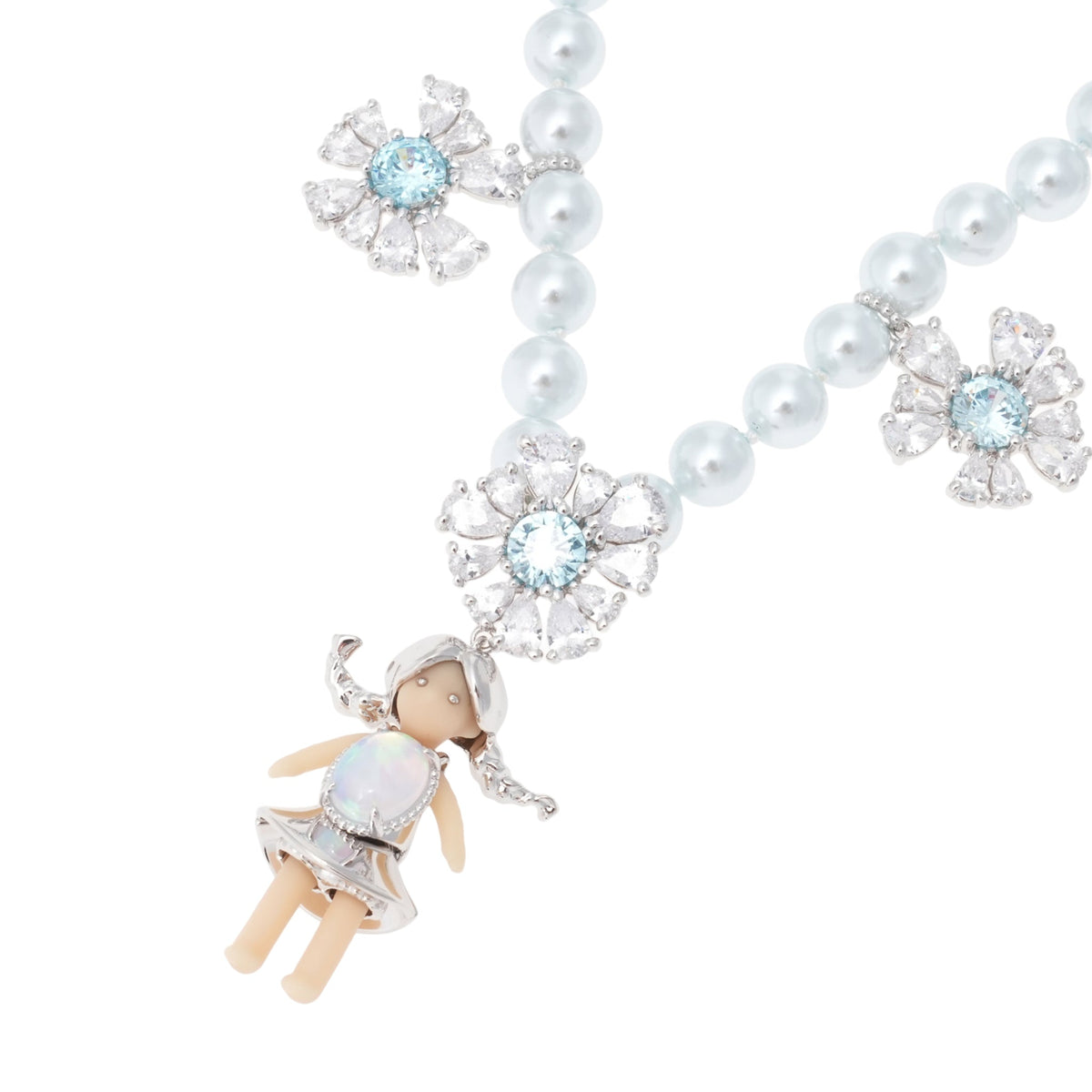 MIDDLE GIRL DAISY PEARL NECKLACE / BLUE