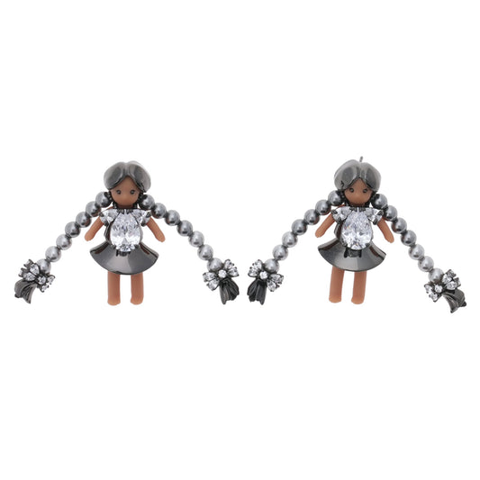 MIDDLE GIRL PEARL TASSEL EARRING / BLACK