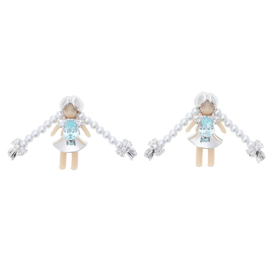 MIDDLE GIRL PEARL TASSEL EARRING / BLUE