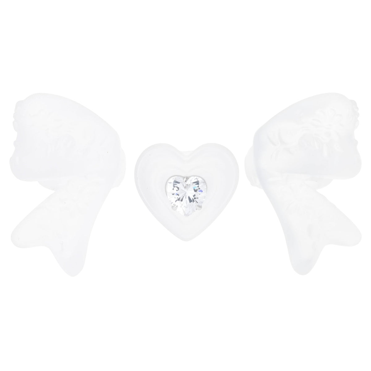 HEART SHAPED BOWKNOT RING SET / SILVER