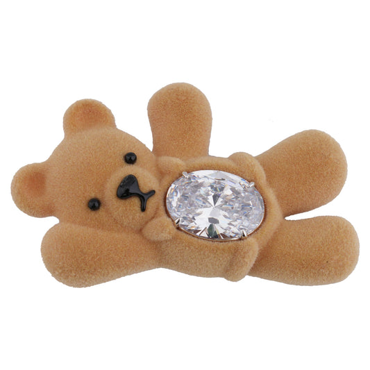 GREETING FLOCKED BEAR HAIR CLIP / BROWN