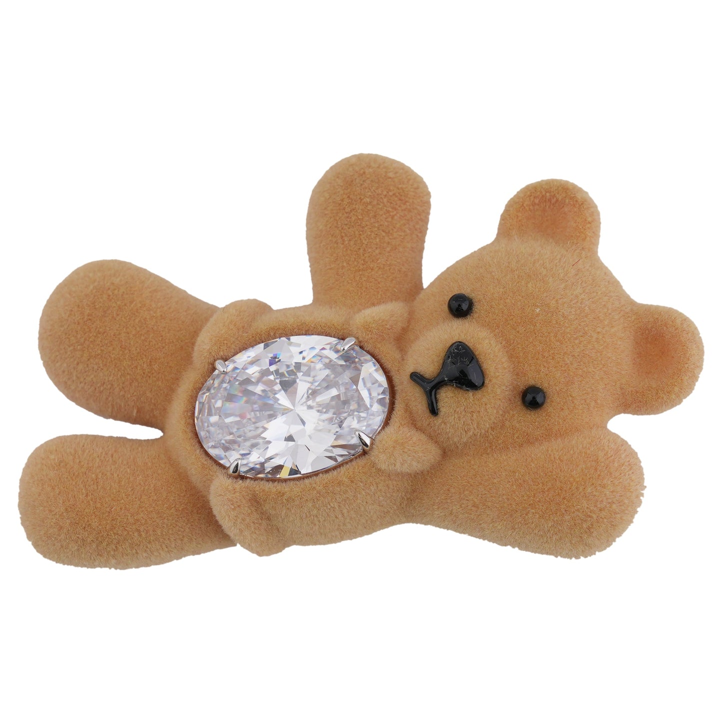 GREETING FLOCKED BEAR HAIR CLIP / BROWN