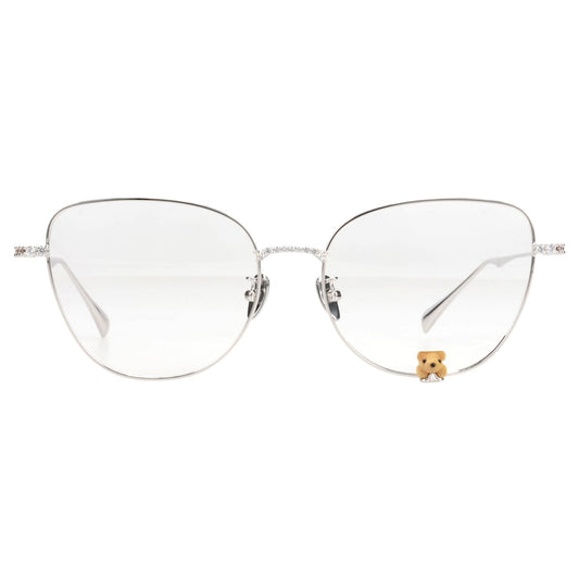 FLOCKED BEAR DECORATED GLASSES / SILVER